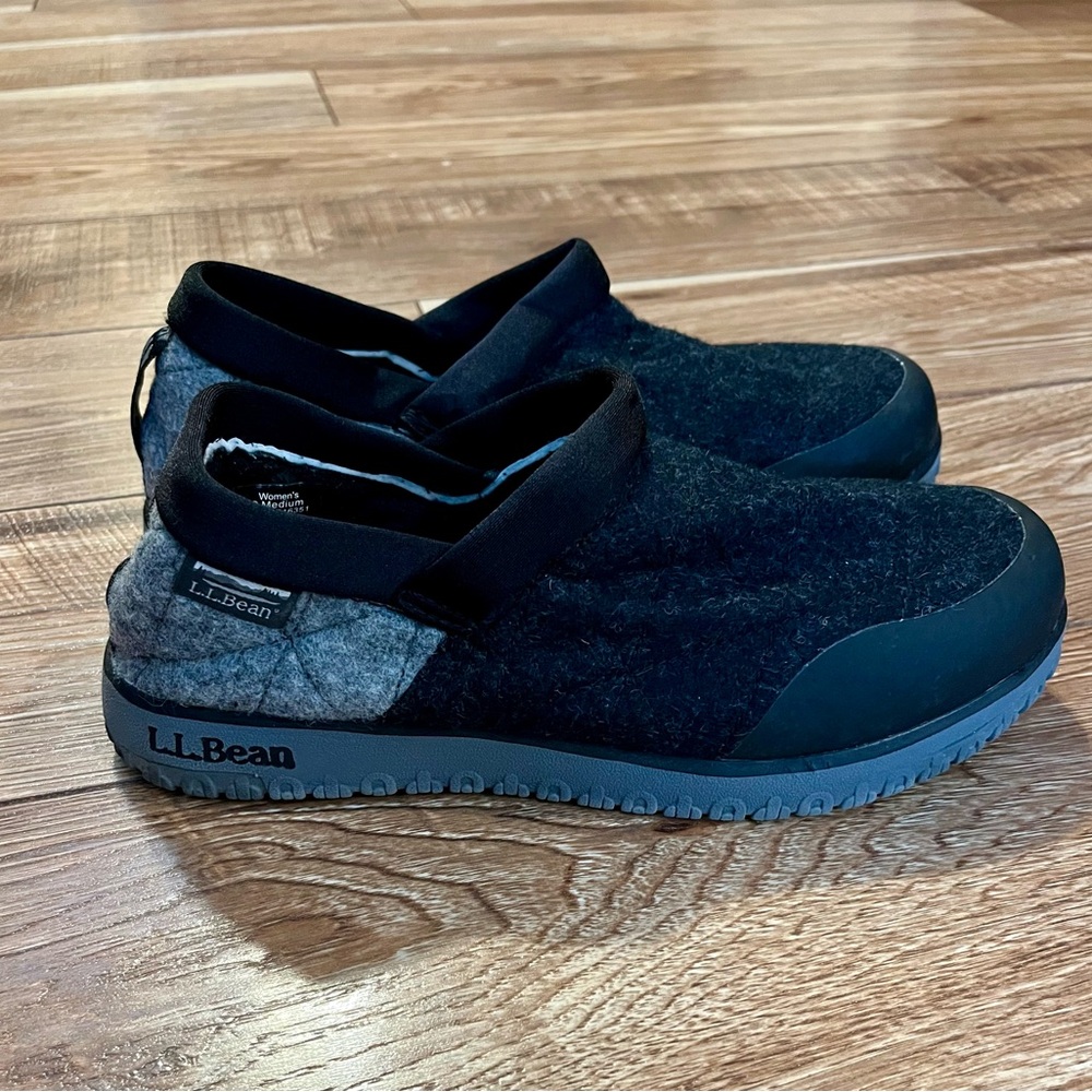 L.L. Bean Women’s Black and Dark Gray Wool Ultralight Primaloft Loafers